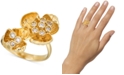 Macy's Diamond Flower Statement Ring (1/4 ct. t.w.) in 18k Gold-Plated Sterling Silver